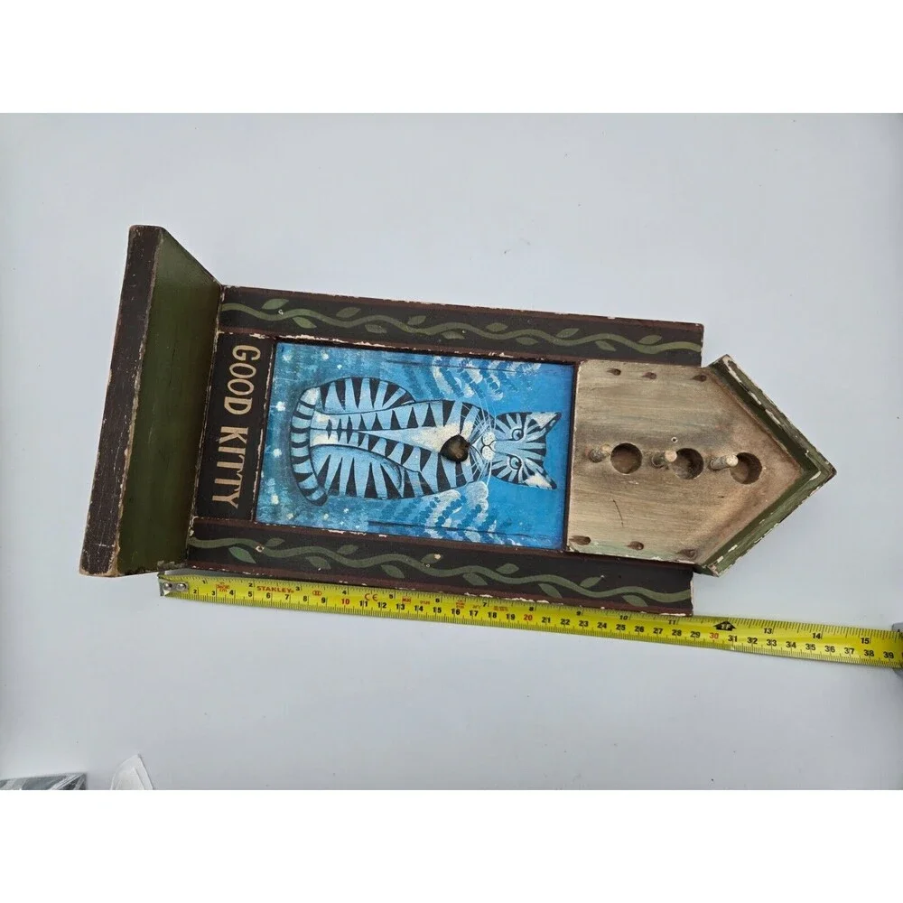 VTG Schifferl Midwest Cannon Falls Wood Cat Wall‎ Shelf Good Kitty Folk Art Farm